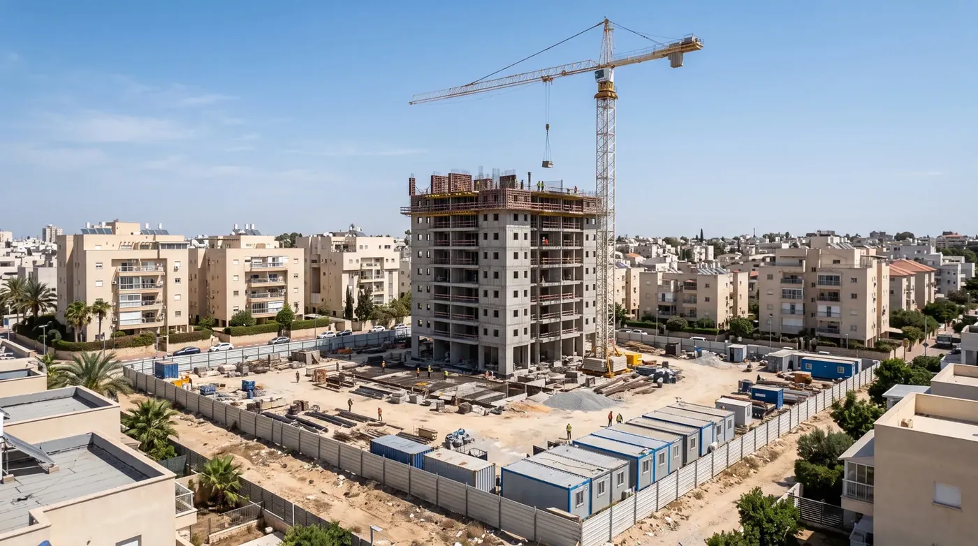 מבט על אתר הבנייה מנקודת התצפית של המצלמה